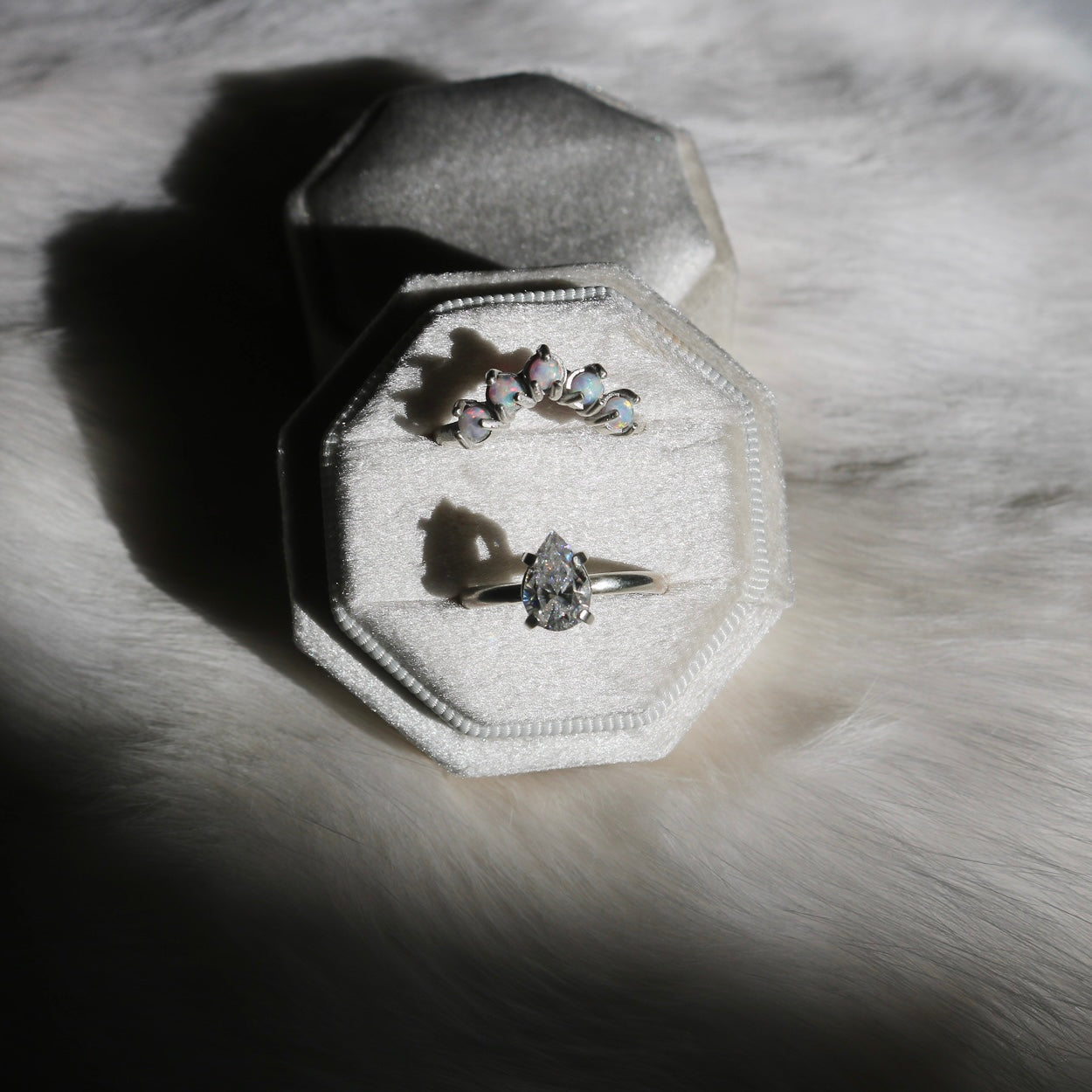 'Arabella' Curved White Opal Ring // Made to Order