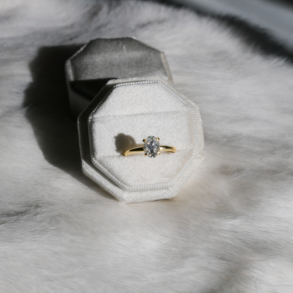 Oval Cut Diamond Engagement Ring in 14K Gold // Made to Order