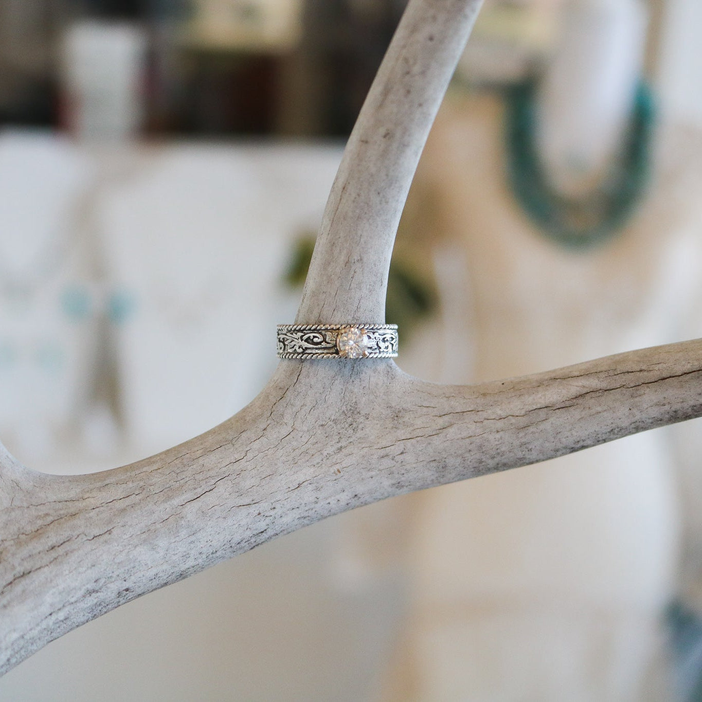 ‘Sorrell' Western Tooled + Diamond Engagement Ring // Made to Order