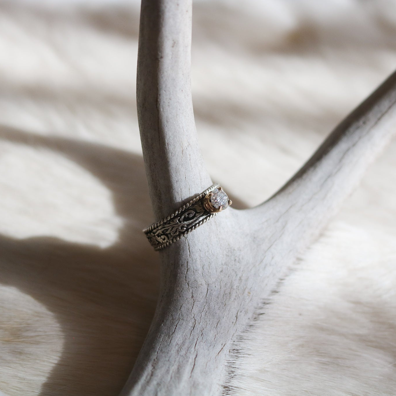 ‘Sorrell' Western Tooled + Diamond Engagement Ring // Made to Order