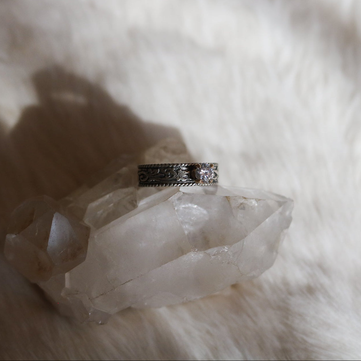 ‘Sorrell' Western Tooled + Diamond Engagement Ring // Made to Order