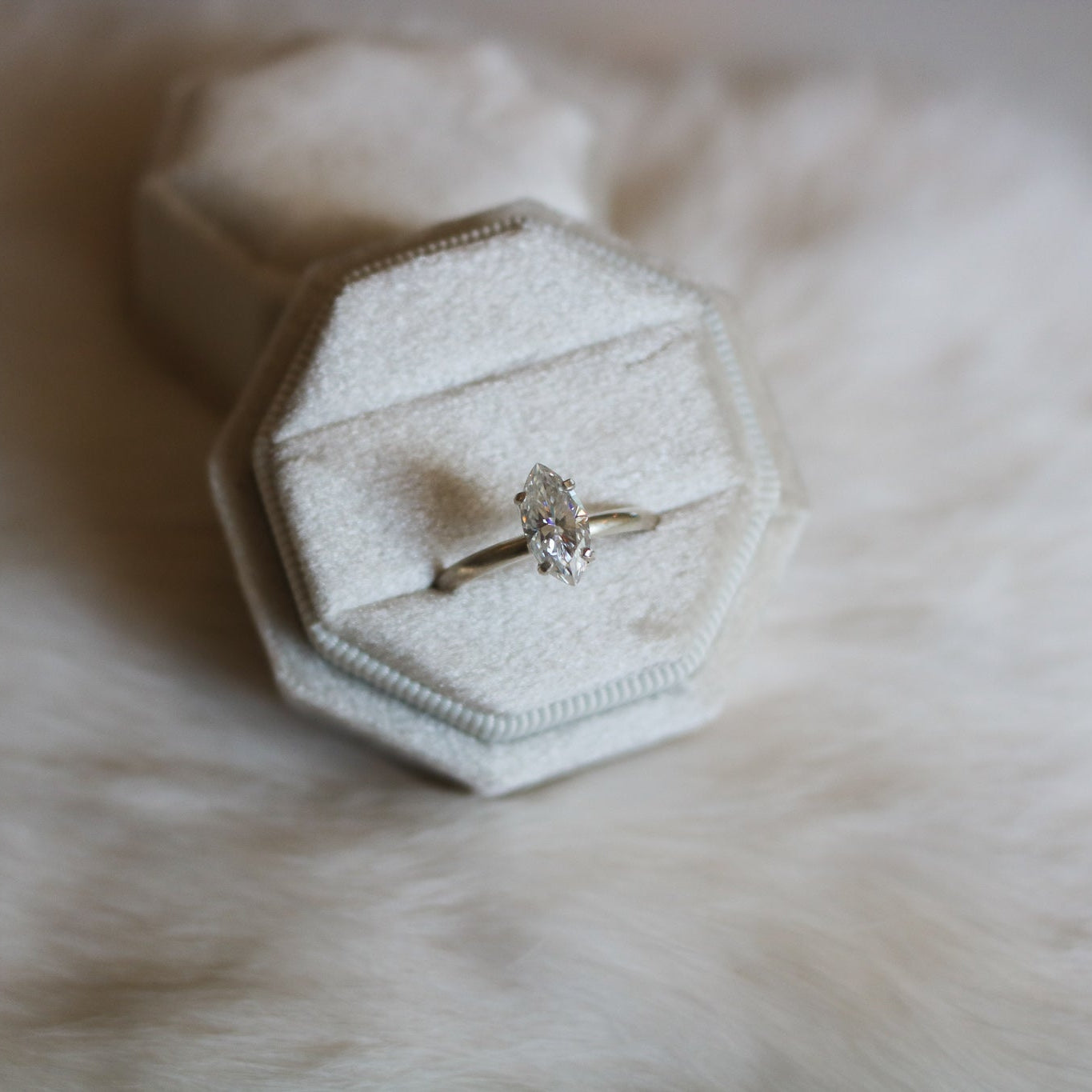 Marquise Cut Diamond Engagement Ring in Sterling Silver // Made to Order