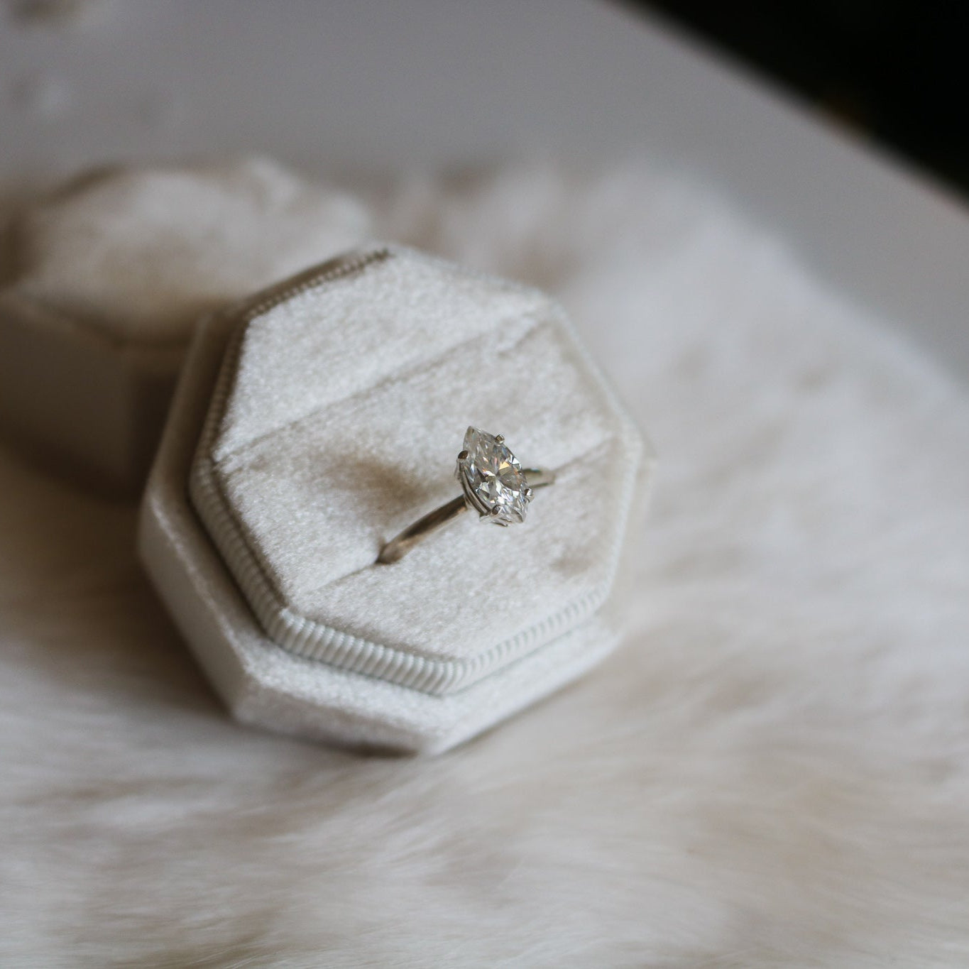 Marquise Cut Diamond Engagement Ring in 14K Yellow Gold // Made to Order