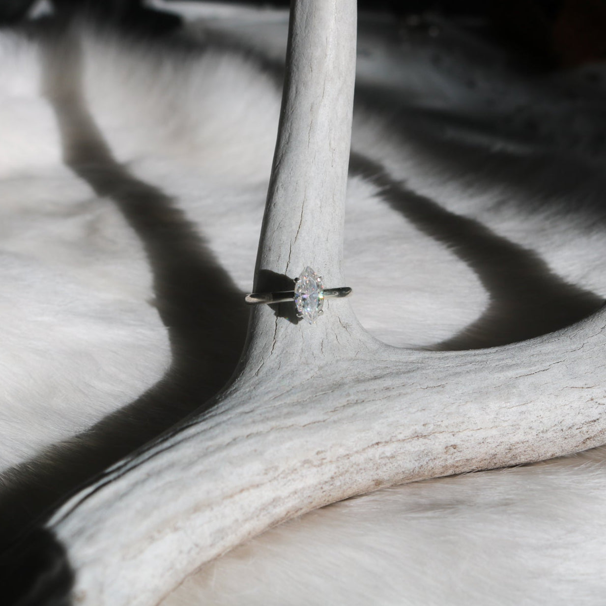 Marquise Cut Diamond Engagement Ring in 14K Yellow Gold // Made to Order