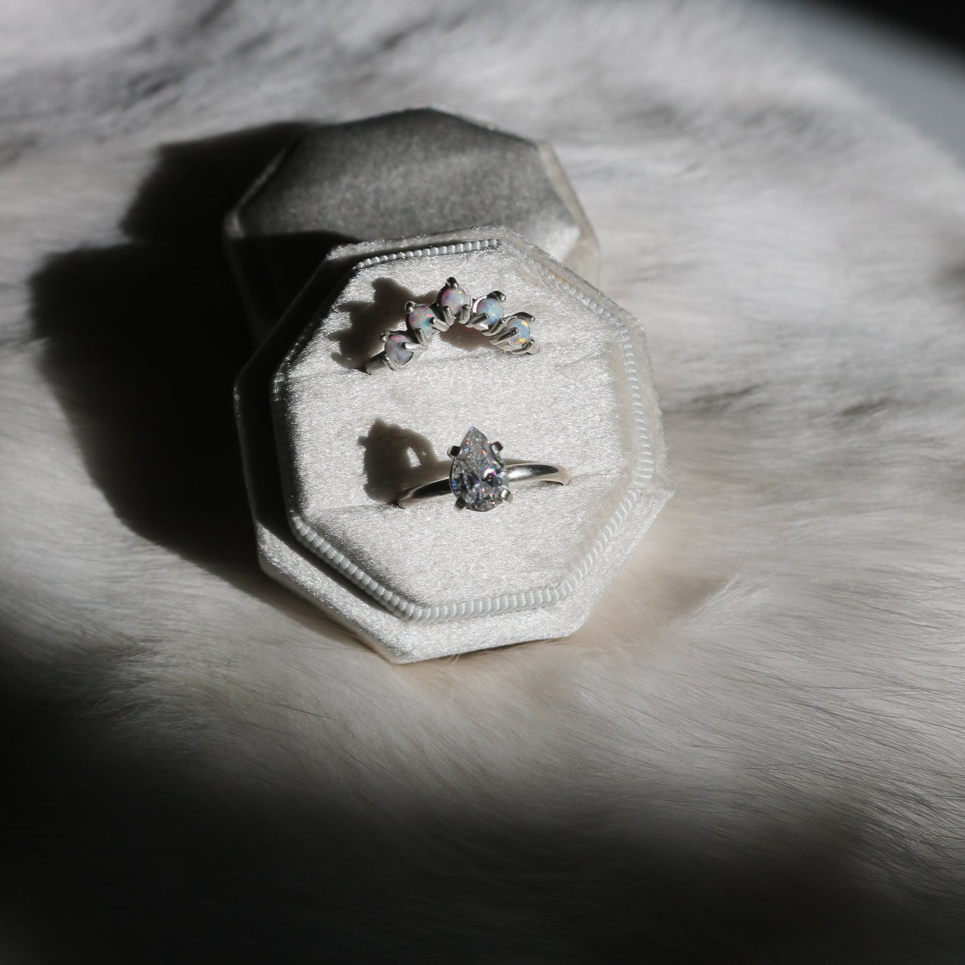 Pear Cut Diamond Engagement Ring in Sterling Silver // Made to Order