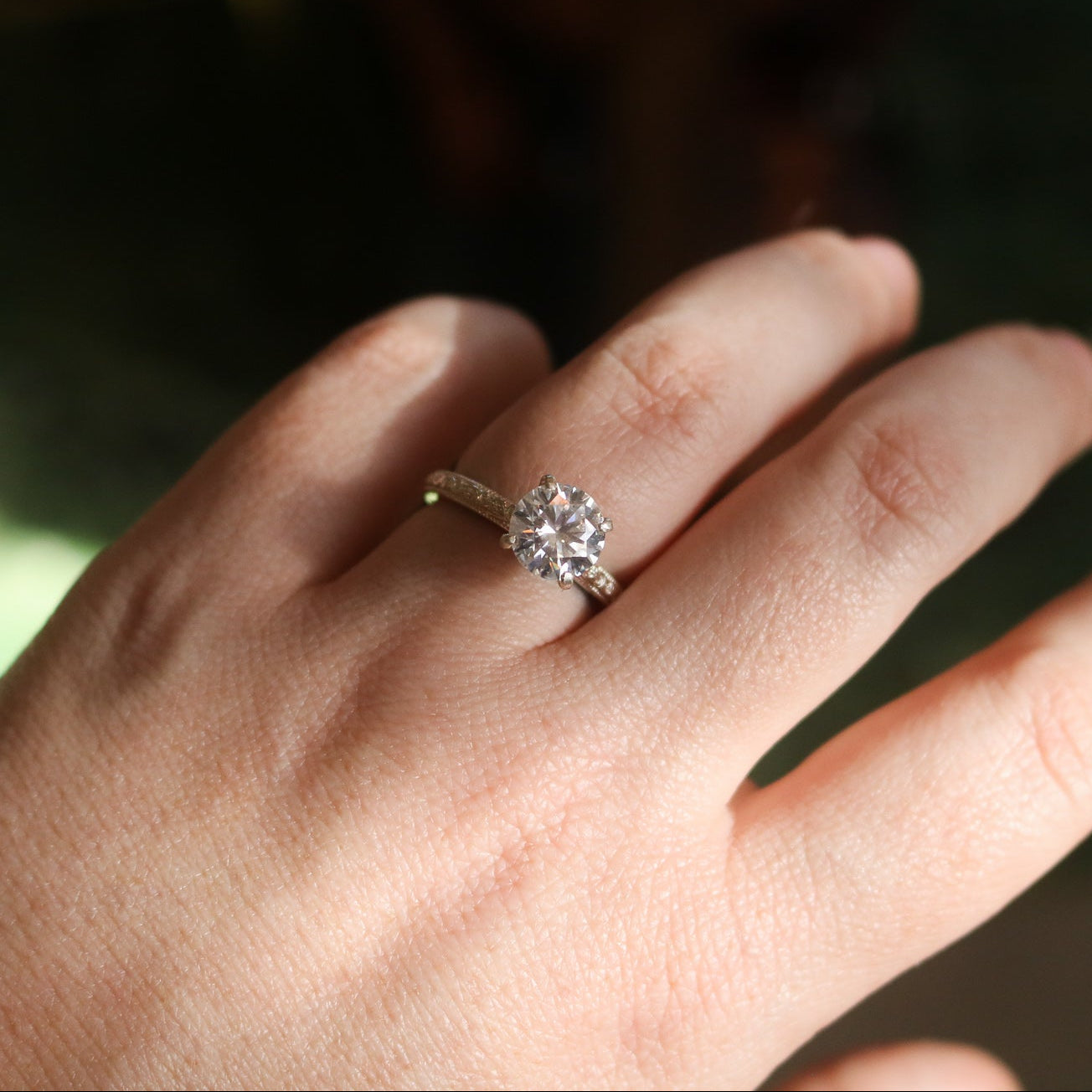 'Calista' Delicate Tooled Engagement Ring // Made to Order