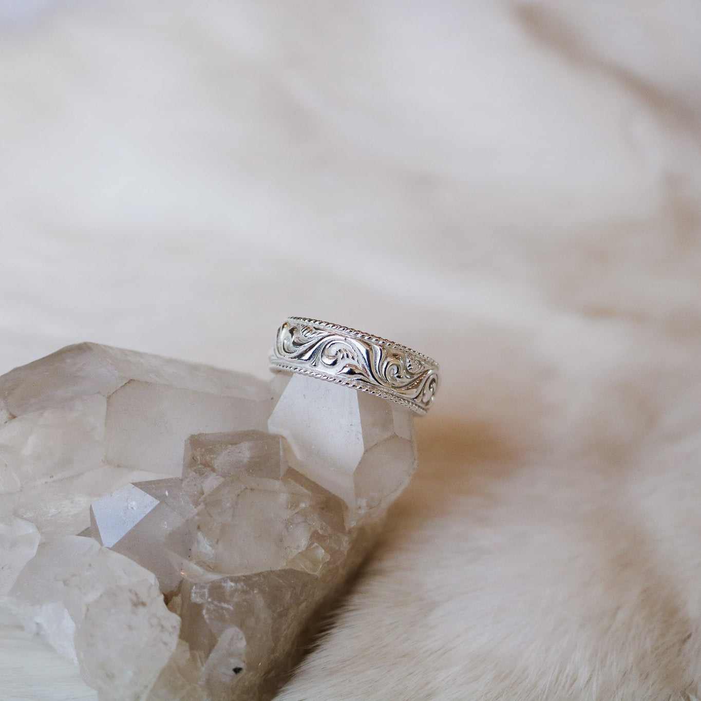 'Oak Ridge' Men's Western Tooled Stacking Ring Band // Made to Order