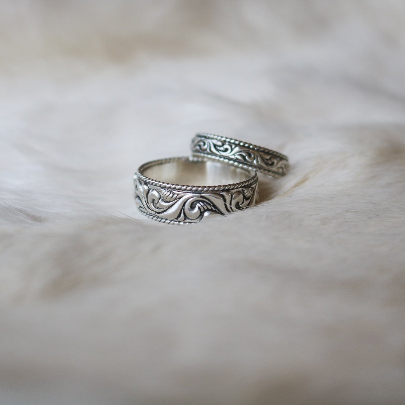 'Oak Ridge' Women's Western Tooled Stacking Ring Band // Made to Order