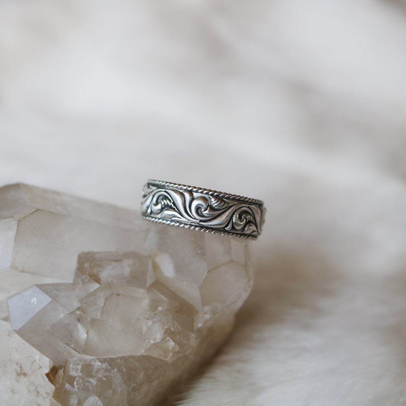 'Oak Ridge' Men's Western Tooled Stacking Ring Band // Made to Order