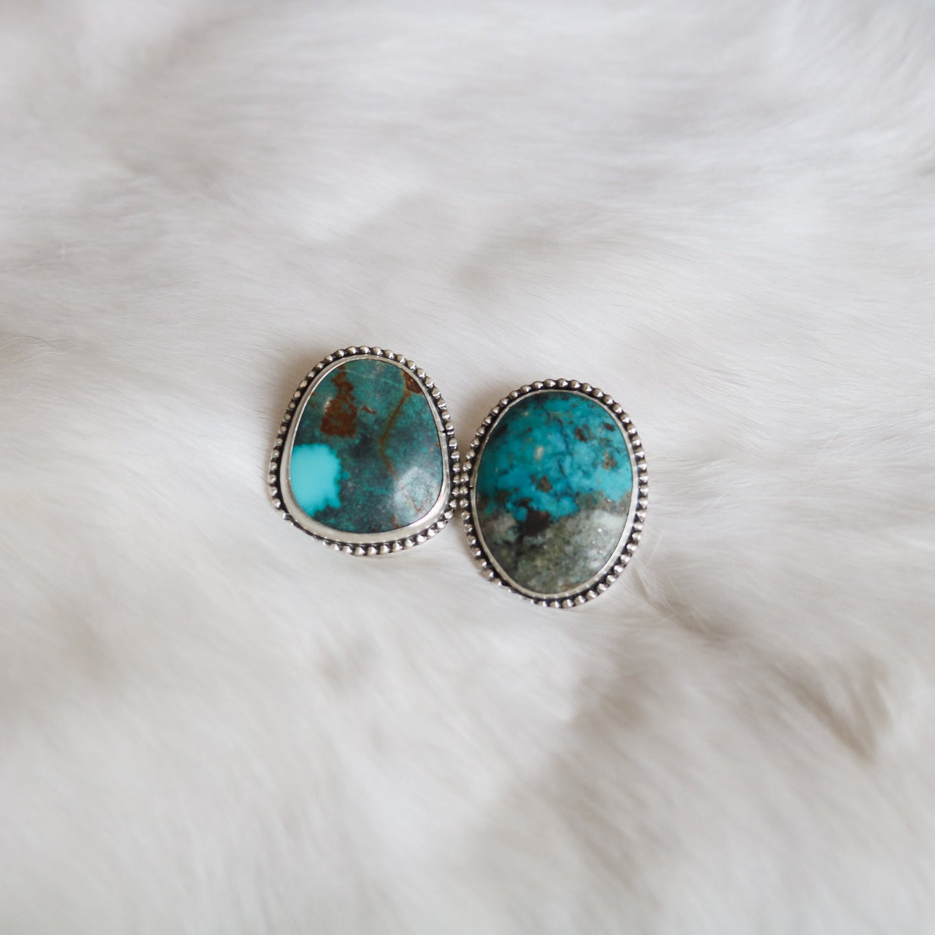 Mismatch Kingman Turquoise Studs // One of a Kind
