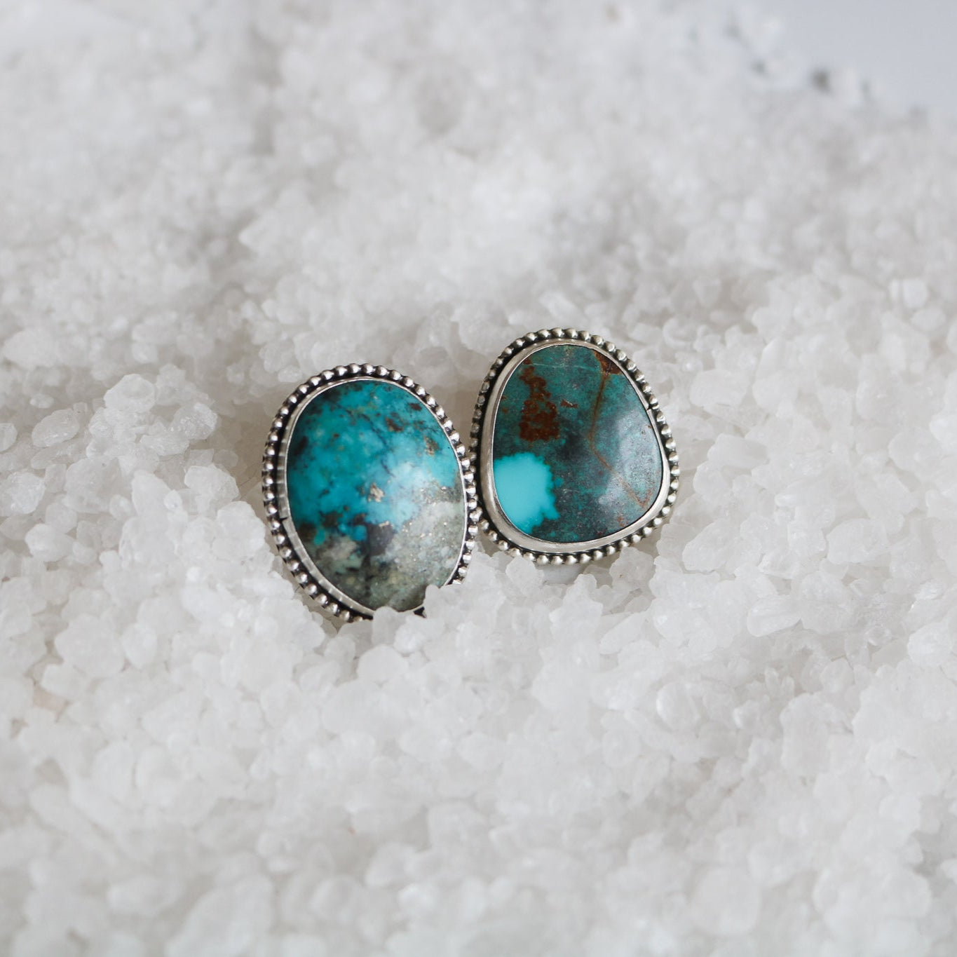 Mismatch Kingman Turquoise Studs // One of a Kind