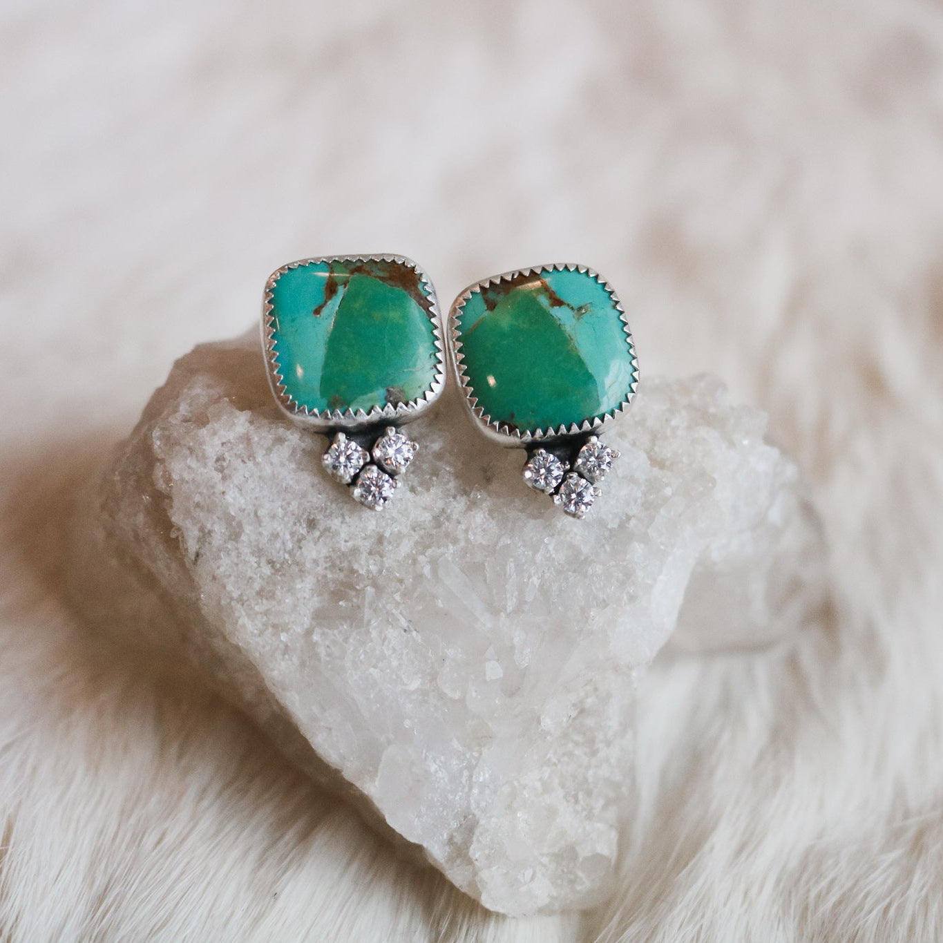 Turquoise & Diamond Earrings II // One of a Kind