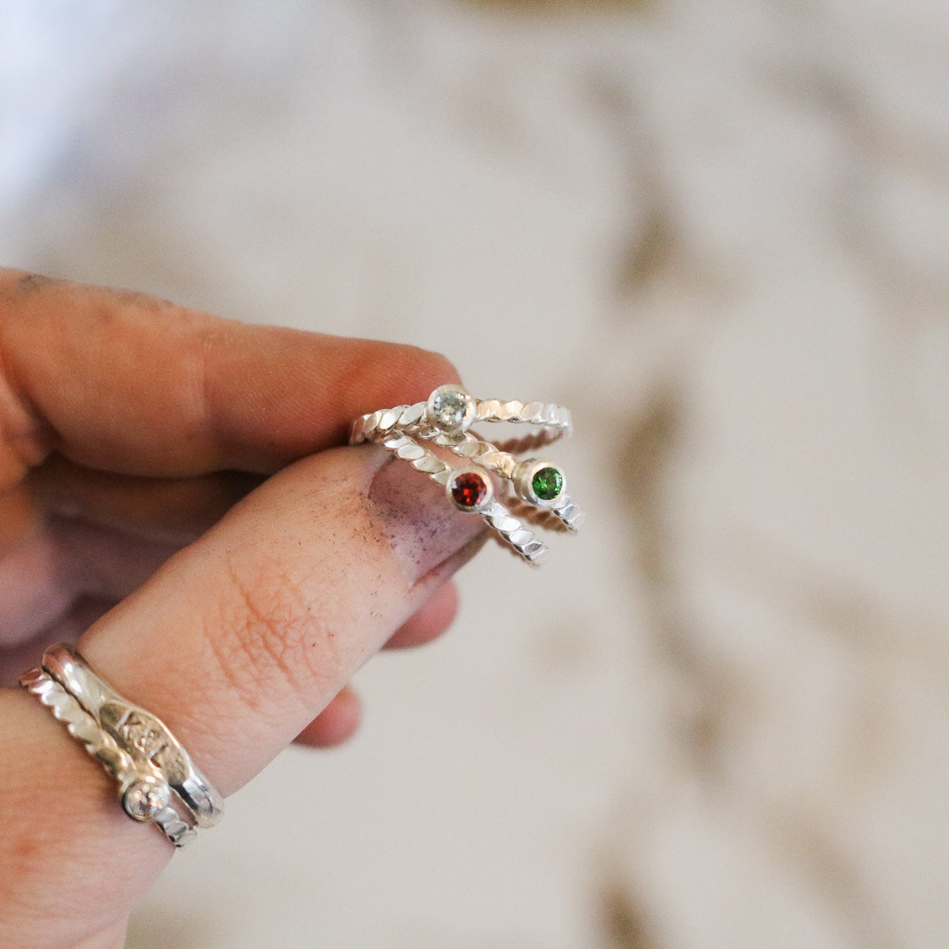 Dainty Birthstone Ring in Sterling Silver // Made to Order