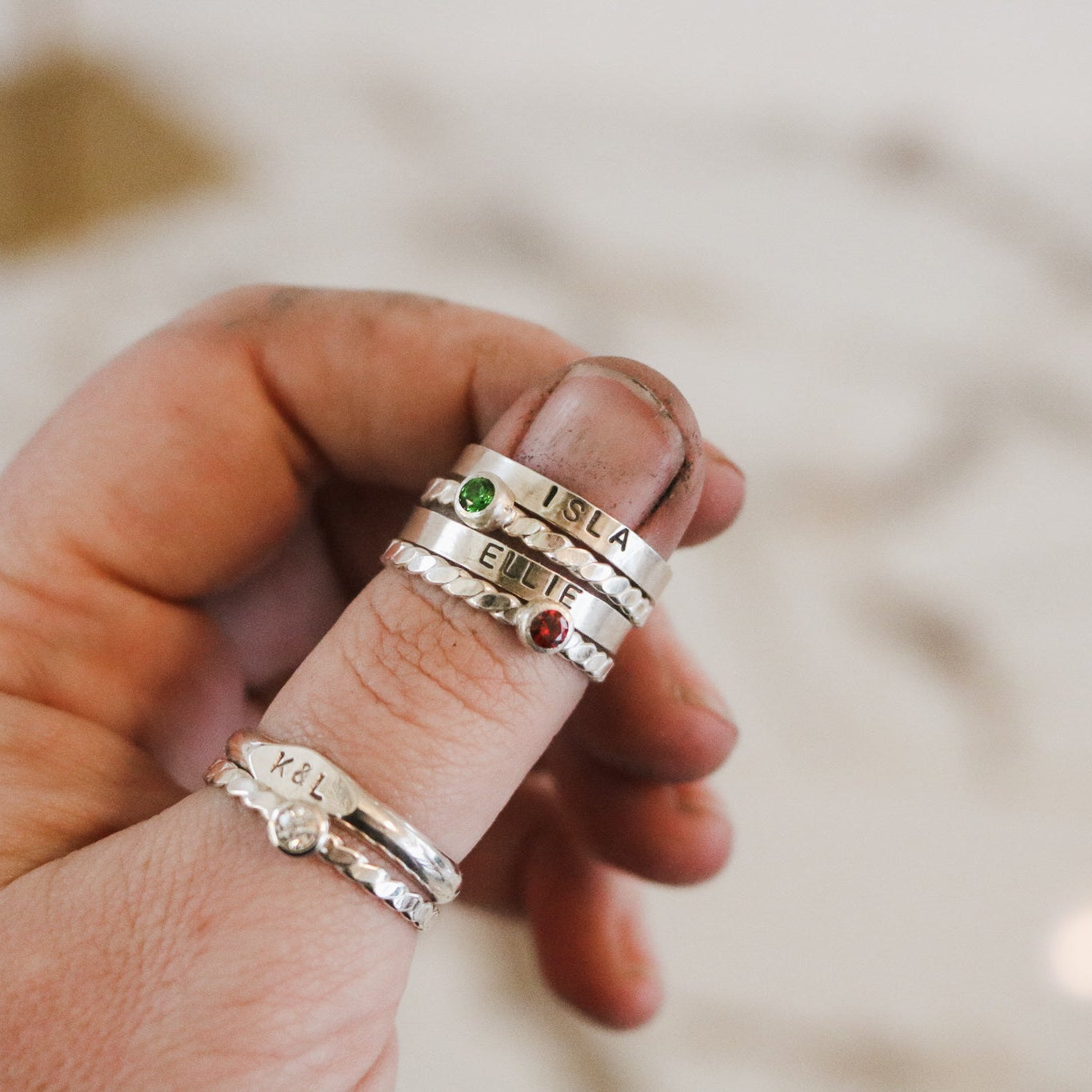 Dainty Birthstone Ring in Sterling Silver // Made to Order