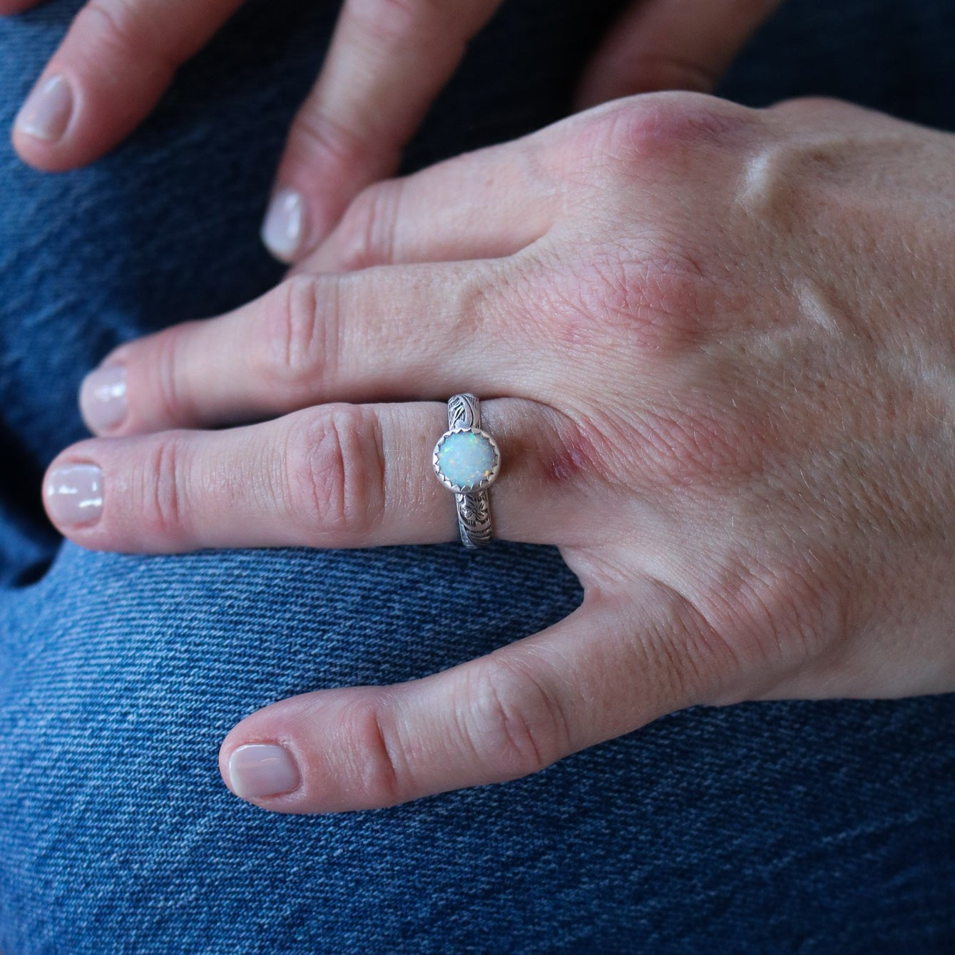 Sweetwater Stacking Ring in White Opal // Made to Order