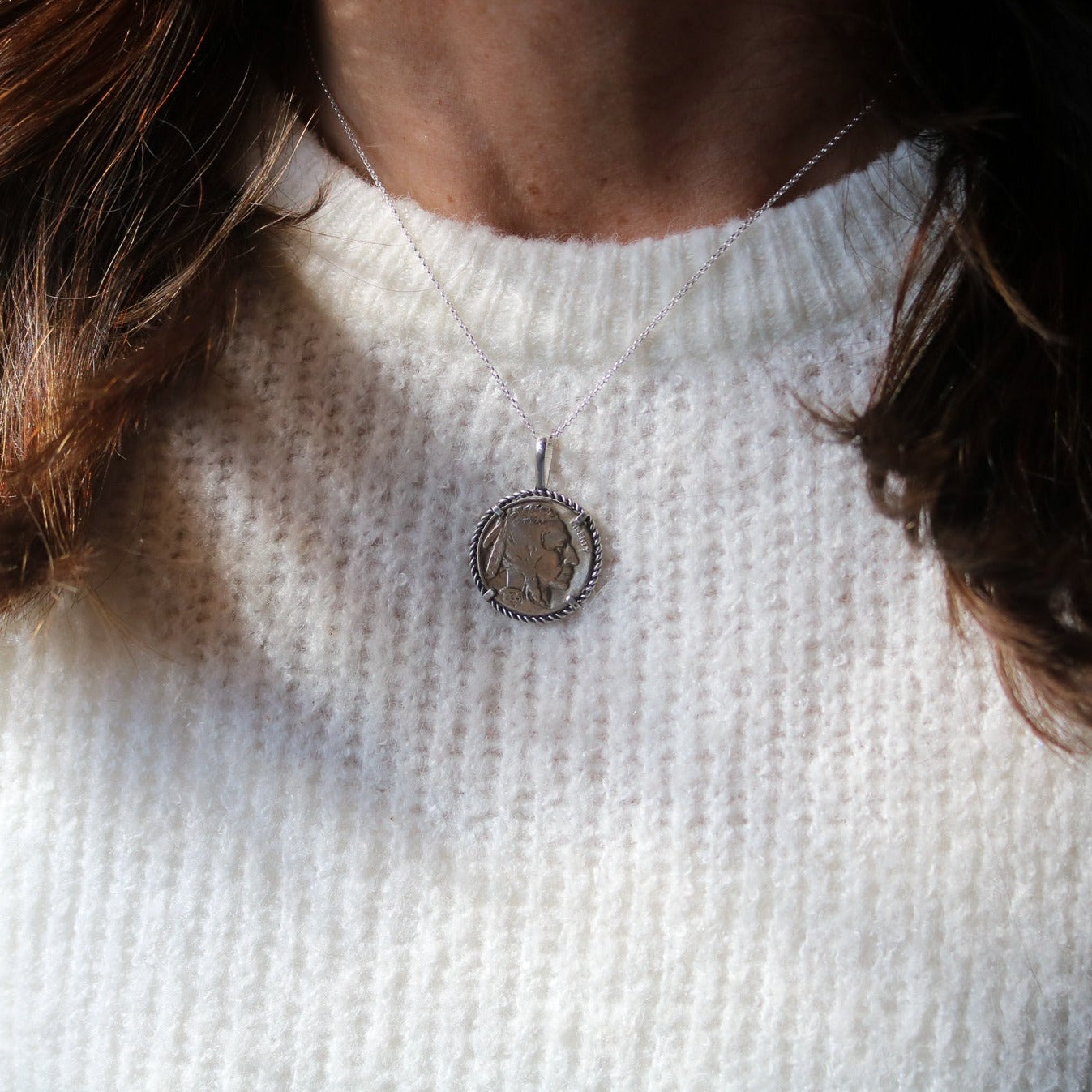 Buffalo Nickel Coin Medallion Charm/Necklace