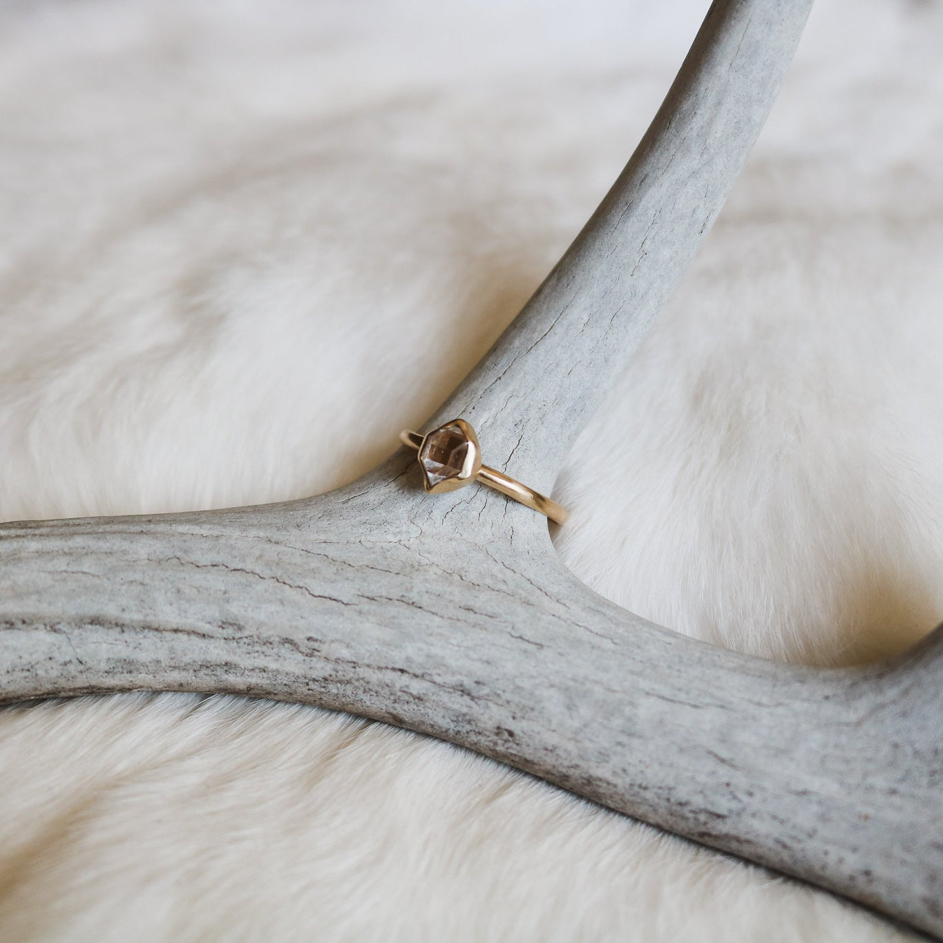 Herkimer Diamond + 14K Yellow Gold Engagement Ring // Made to Order