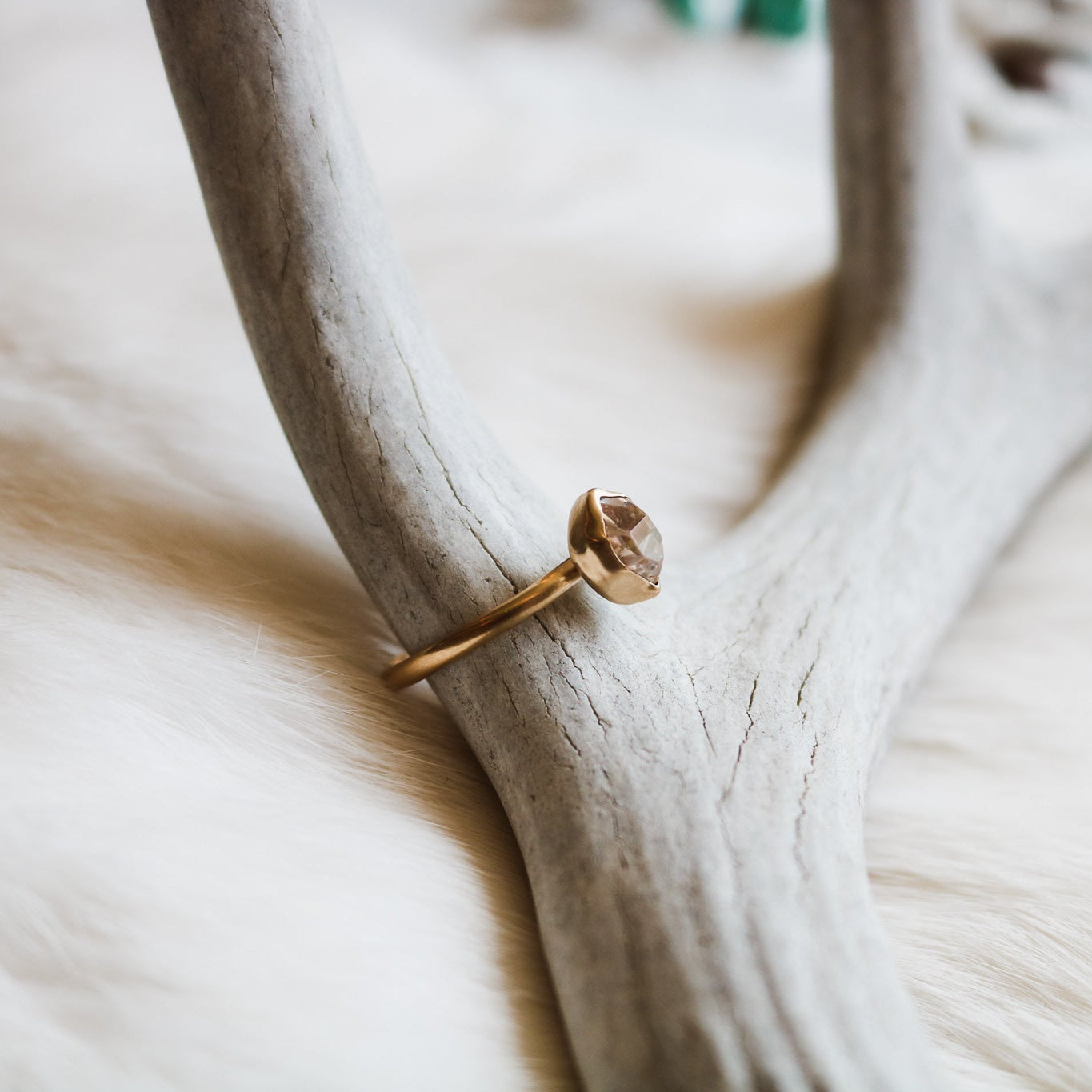 Herkimer Diamond + 14K Yellow Gold Engagement Ring // Made to Order