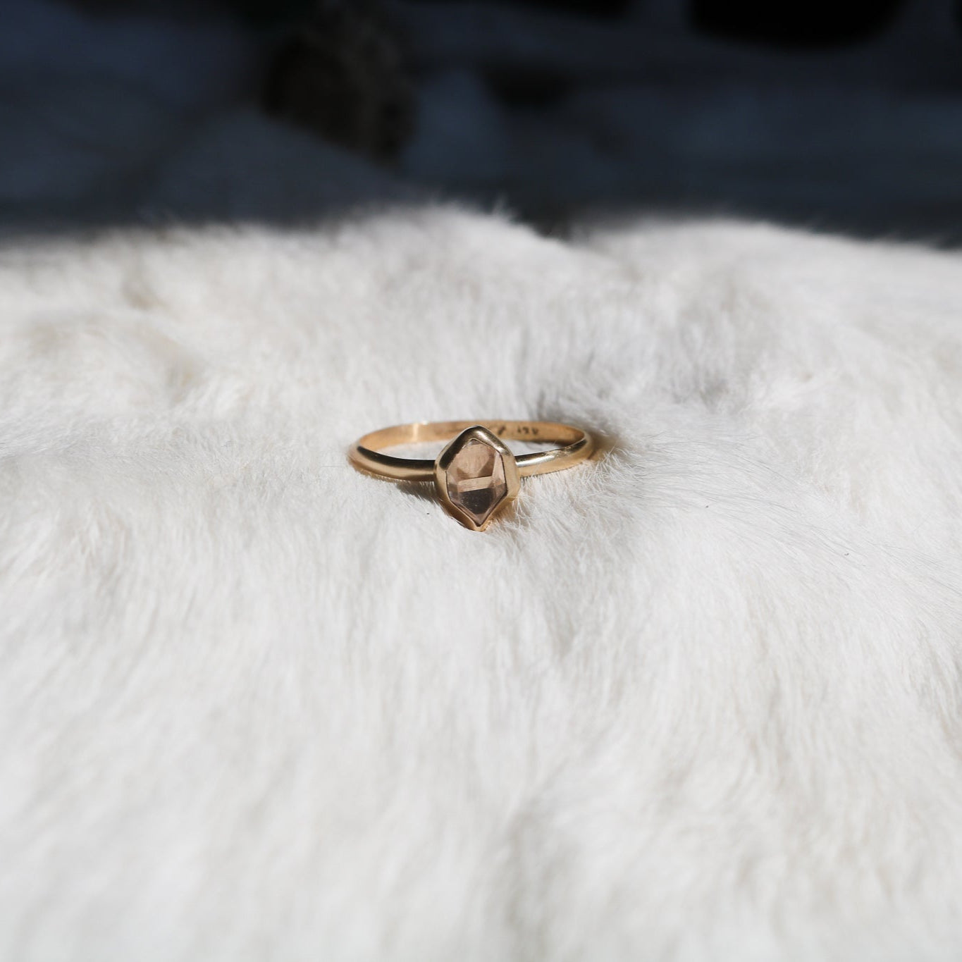 Herkimer Diamond + 14K Yellow Gold Engagement Ring // Made to Order
