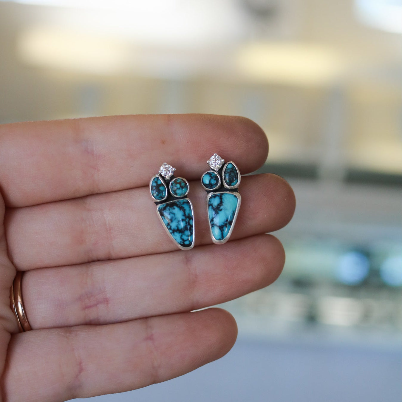 McGinnis Turquoise & Diamond Earrings // One of a Kind