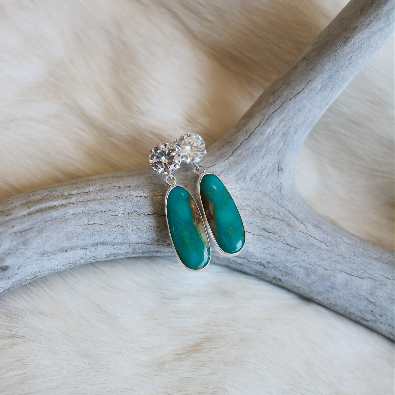 Kingman Turquoise & Diamond Earrings // One of a Kind