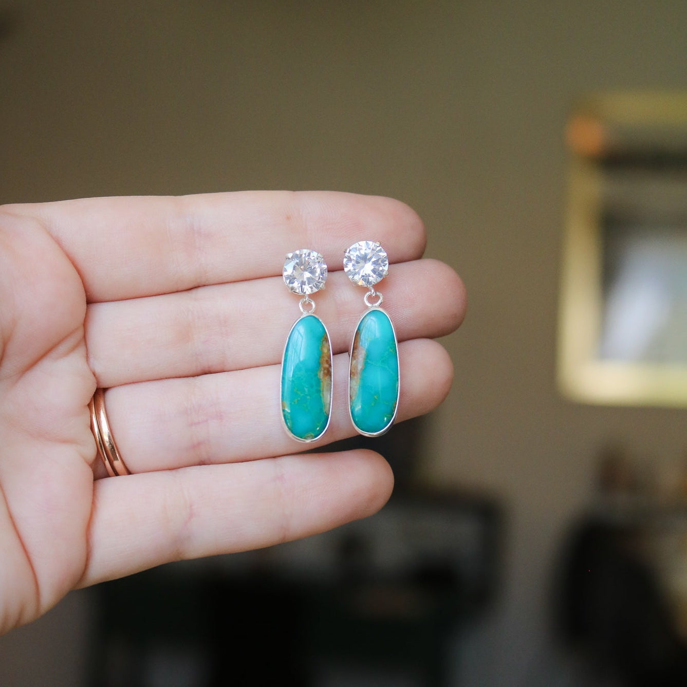 Kingman Turquoise & Diamond Earrings // One of a Kind