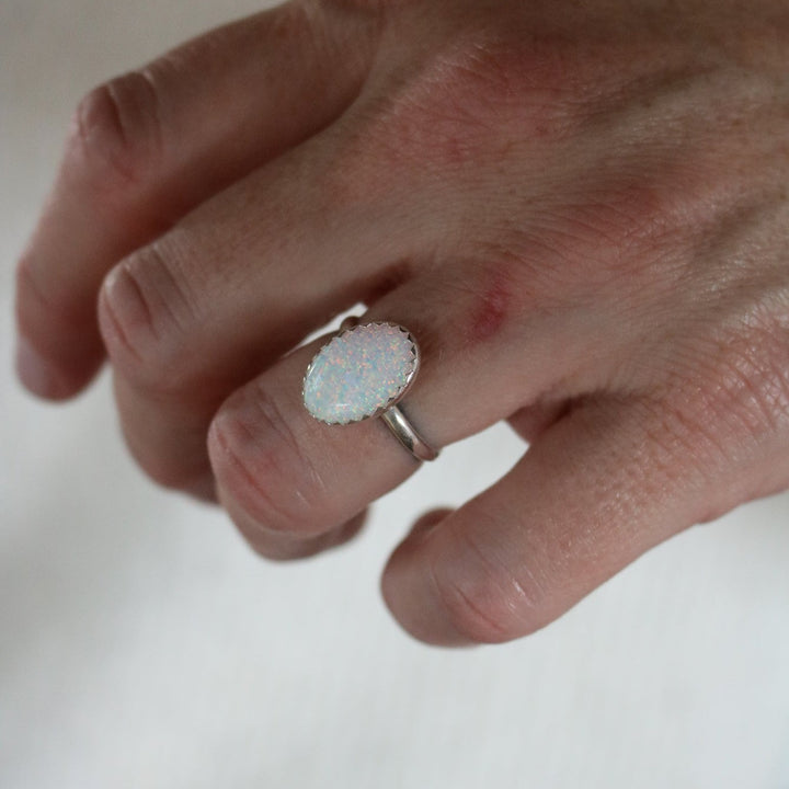 Laredo Stacking Ring in White Opal // Made to Order