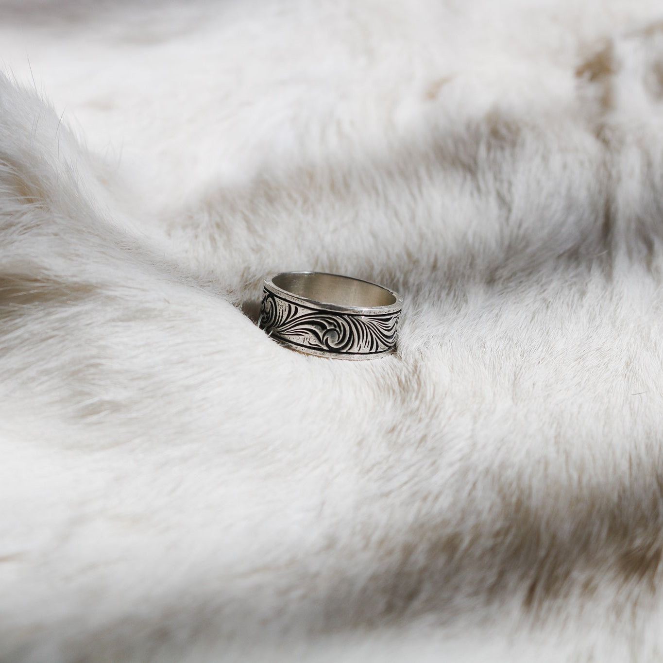 'Black Mesa' Men's Western Tooled Stacking Ring Band // Made to Order