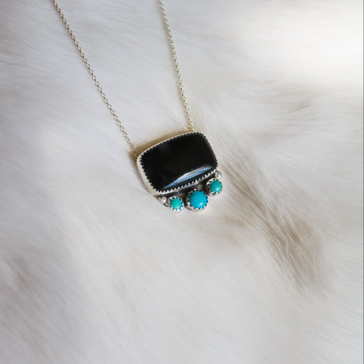 Mesa Necklace in Onyx & Turquoise // One of a Kind