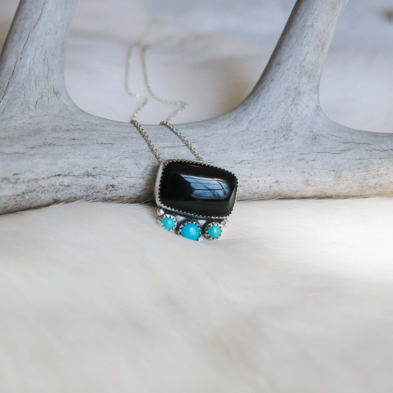 Mesa Necklace in Onyx & Turquoise // One of a Kind