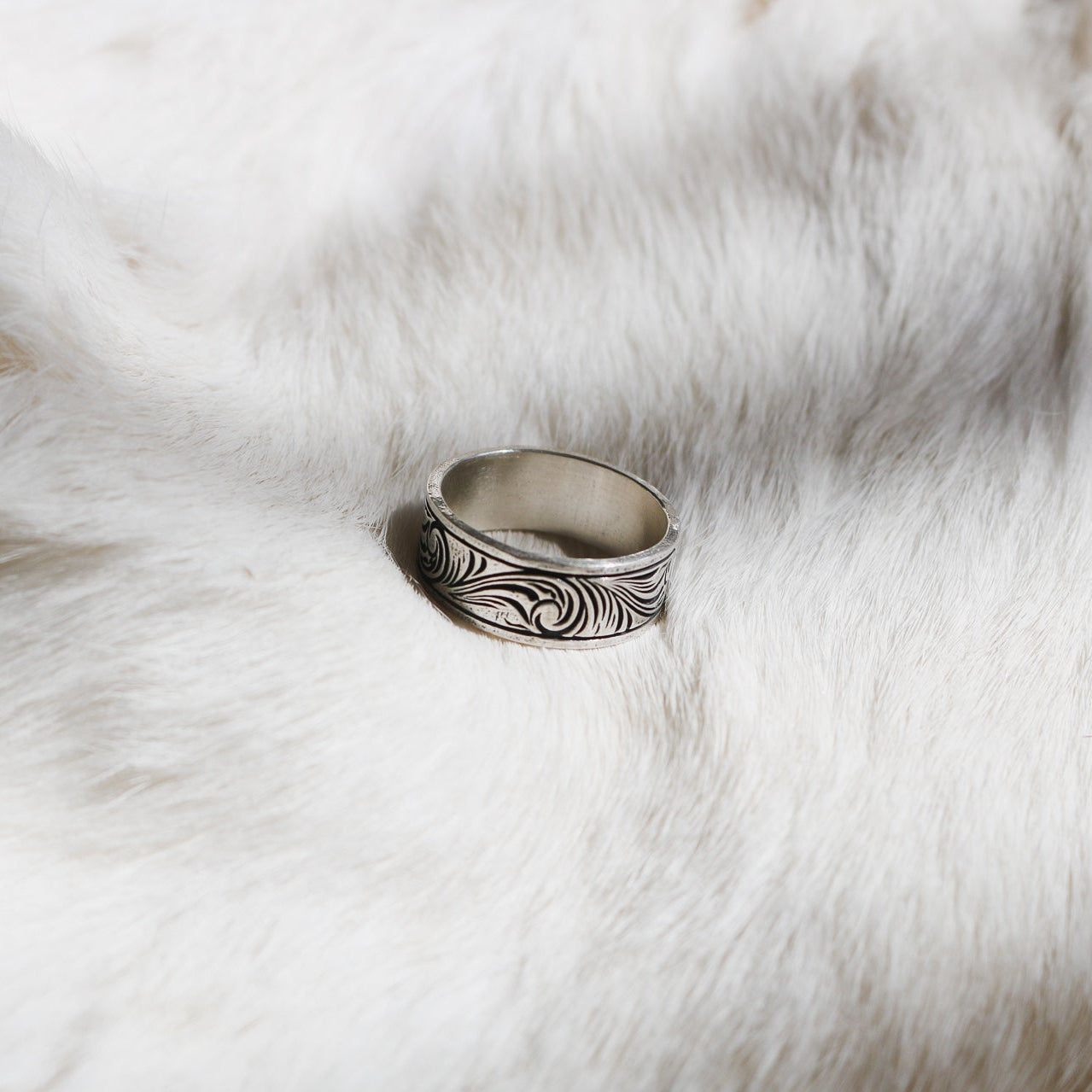 'Black Mesa' Men's Western Tooled Stacking Ring Band // Made to Order