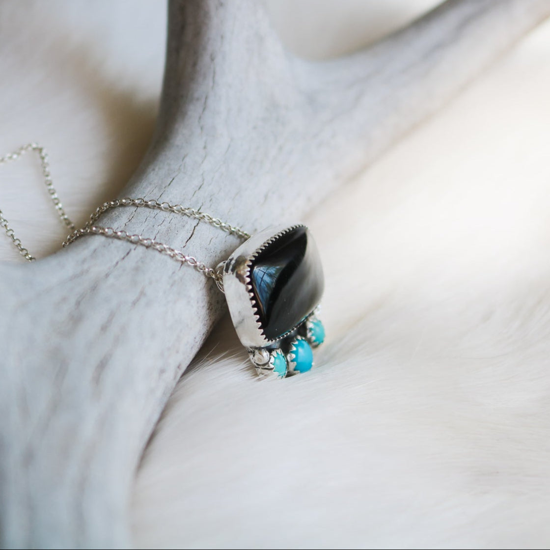 Mesa Necklace in Onyx & Turquoise // One of a Kind