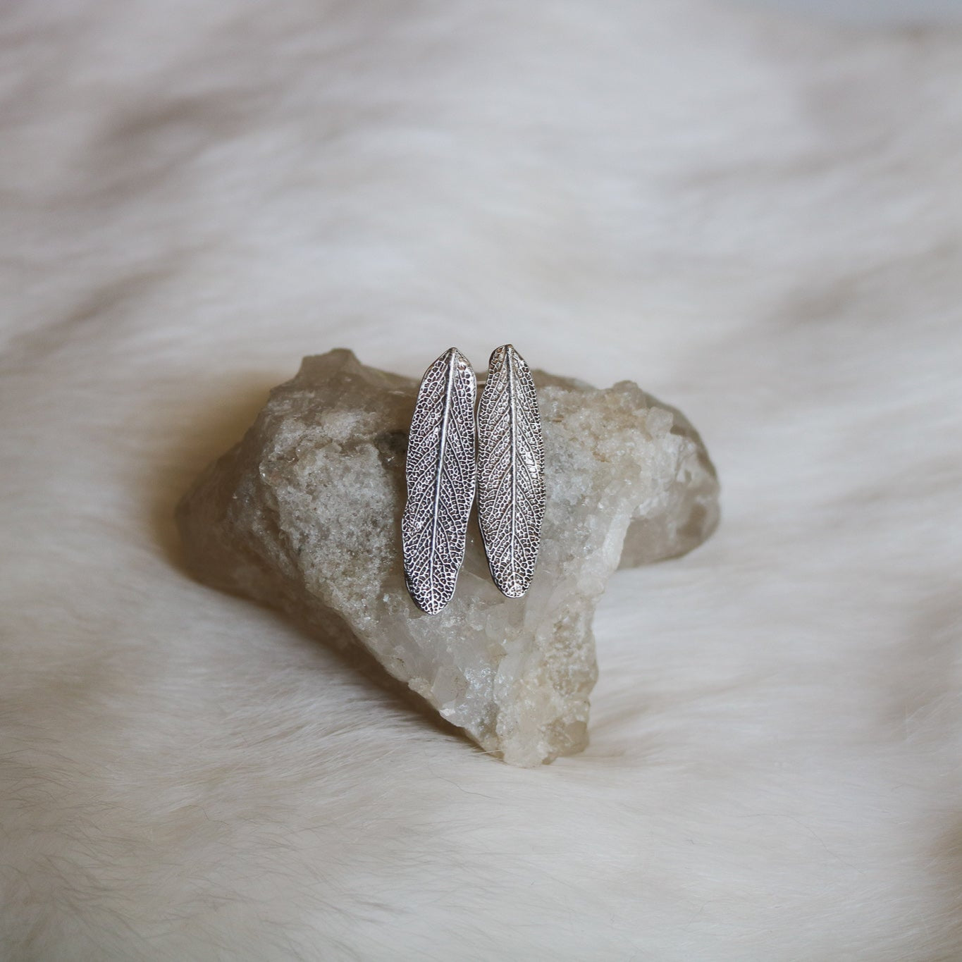 Sterling Sage Leaf Studs // One of a Kind