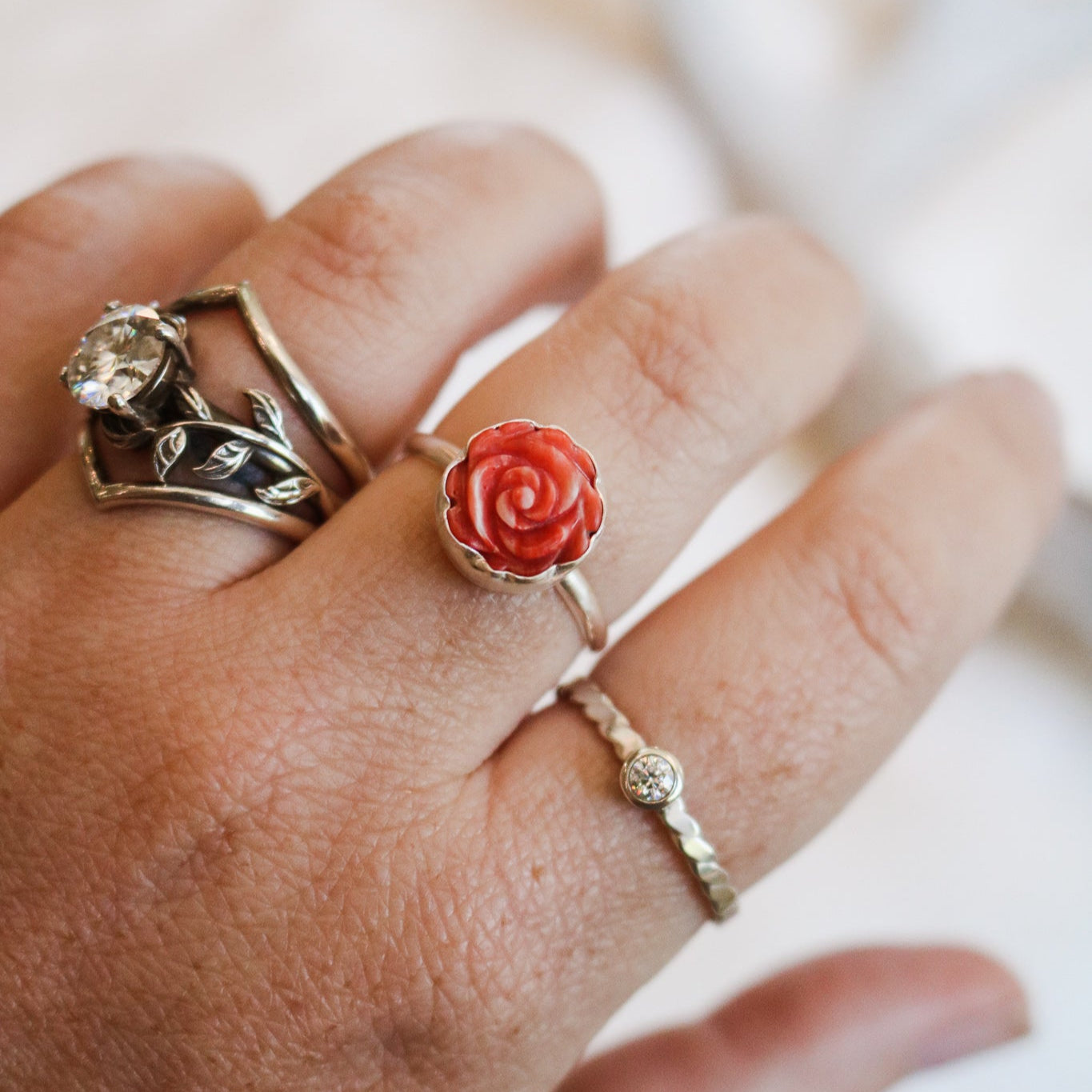 'Oklahoma Rose' Spiny Oyster Ring // Made to Order