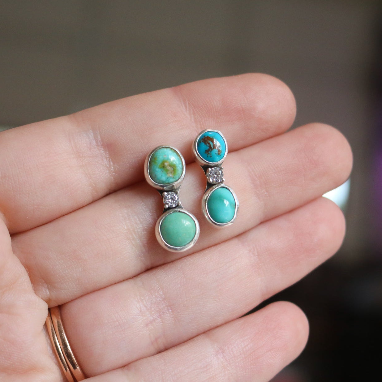 'Lodestar' Turquoise + Diamond Earrings // One of a Kind