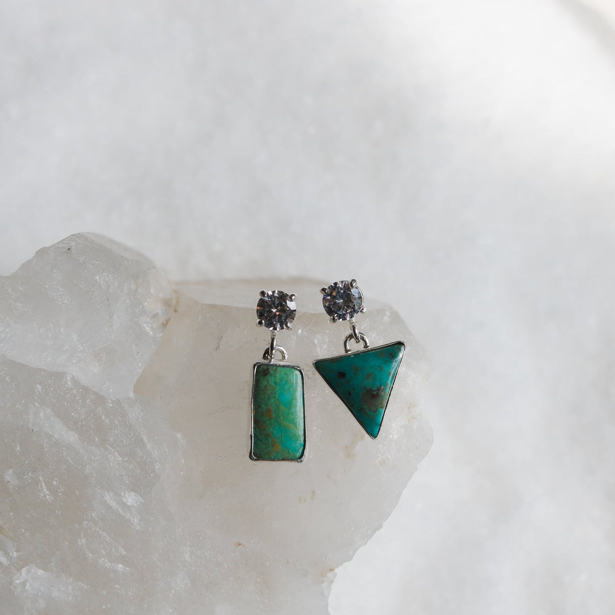 'Meridian' Turquoise + Diamond Earrings // One of a Kind