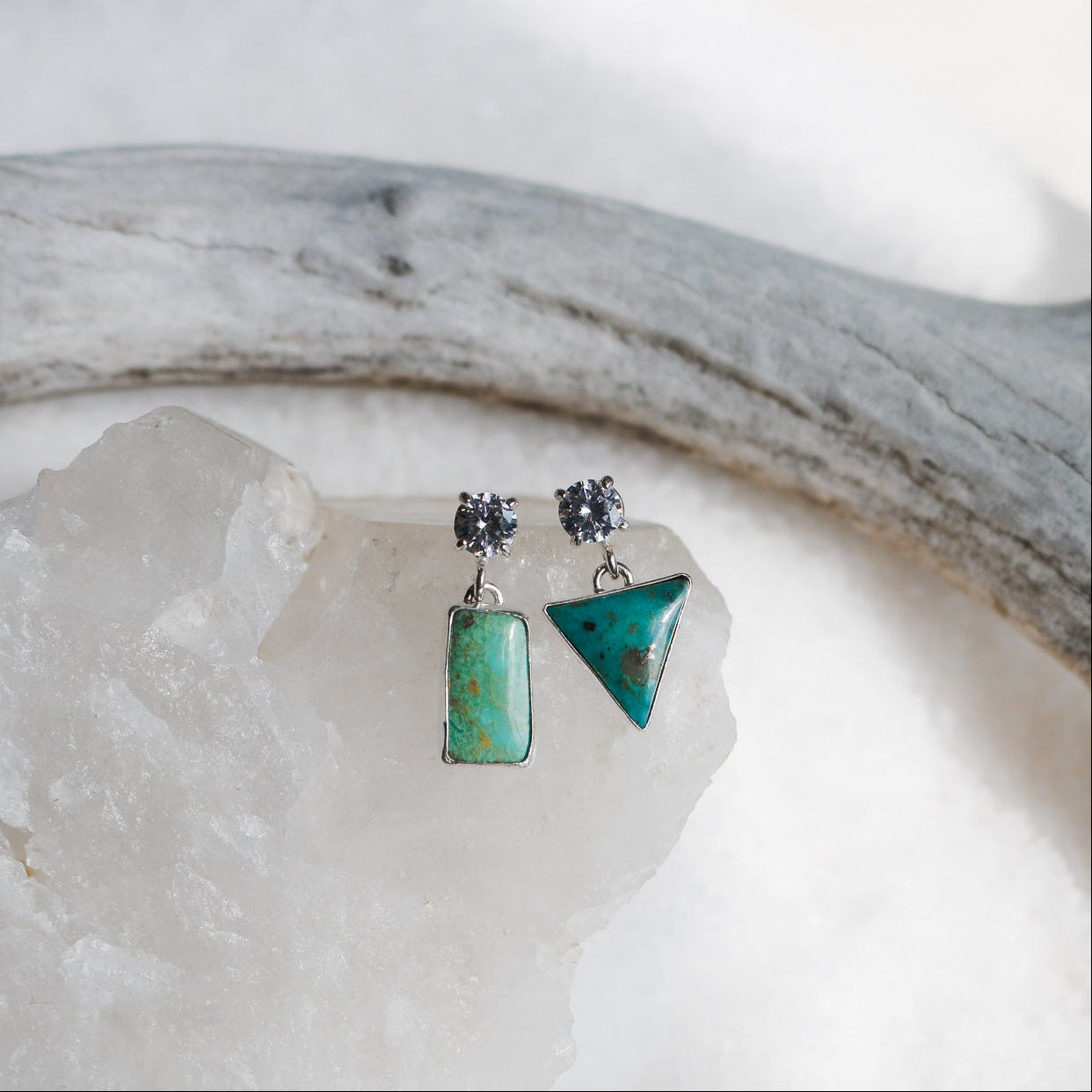 'Meridian' Turquoise + Diamond Earrings // One of a Kind