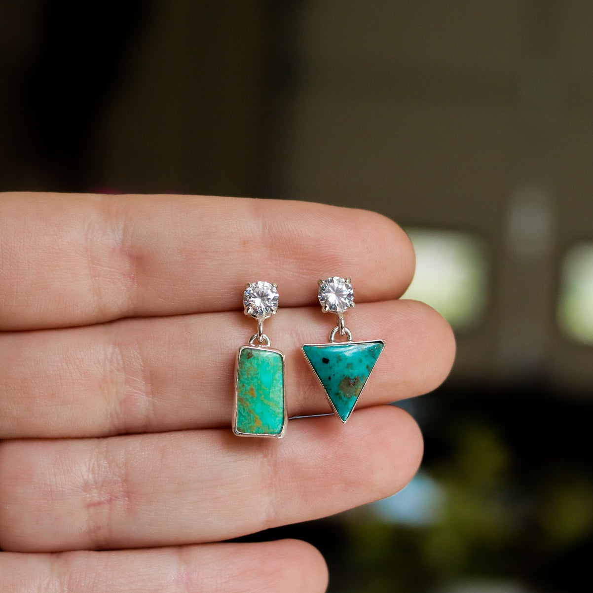 'Meridian' Turquoise + Diamond Earrings // One of a Kind