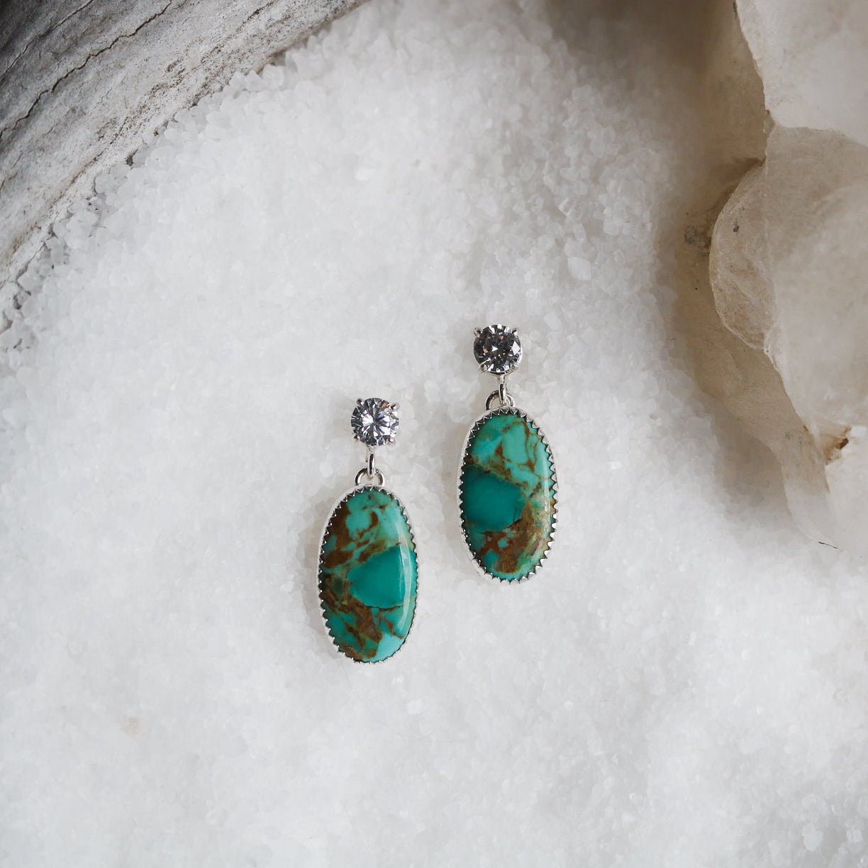 'Landfall' Turquoise + Diamond Earrings // One of a Kind