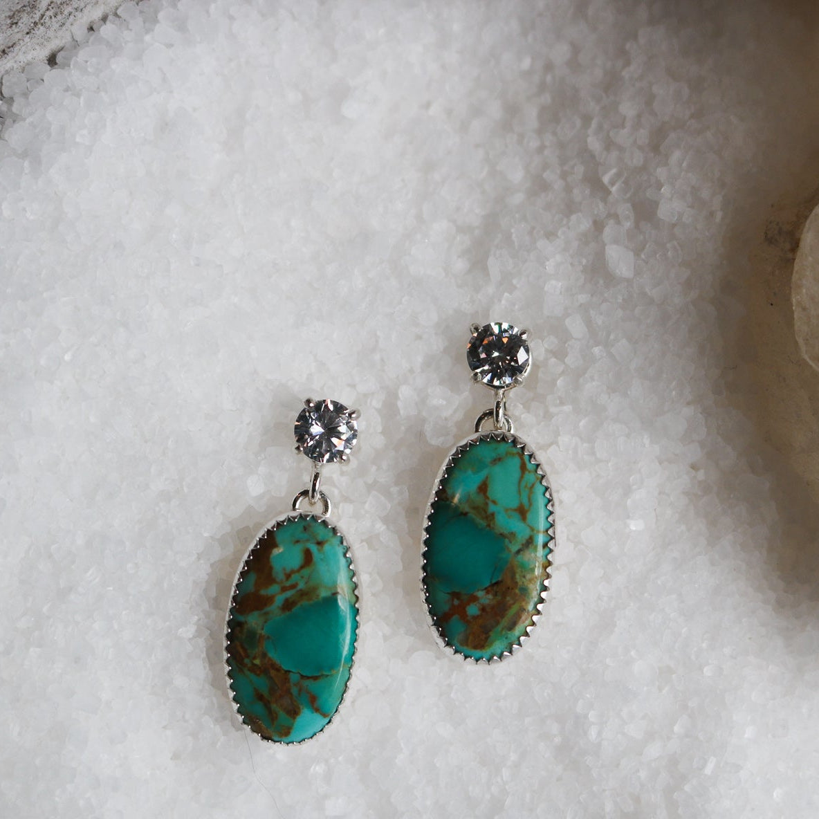 'Landfall' Turquoise + Diamond Earrings // One of a Kind