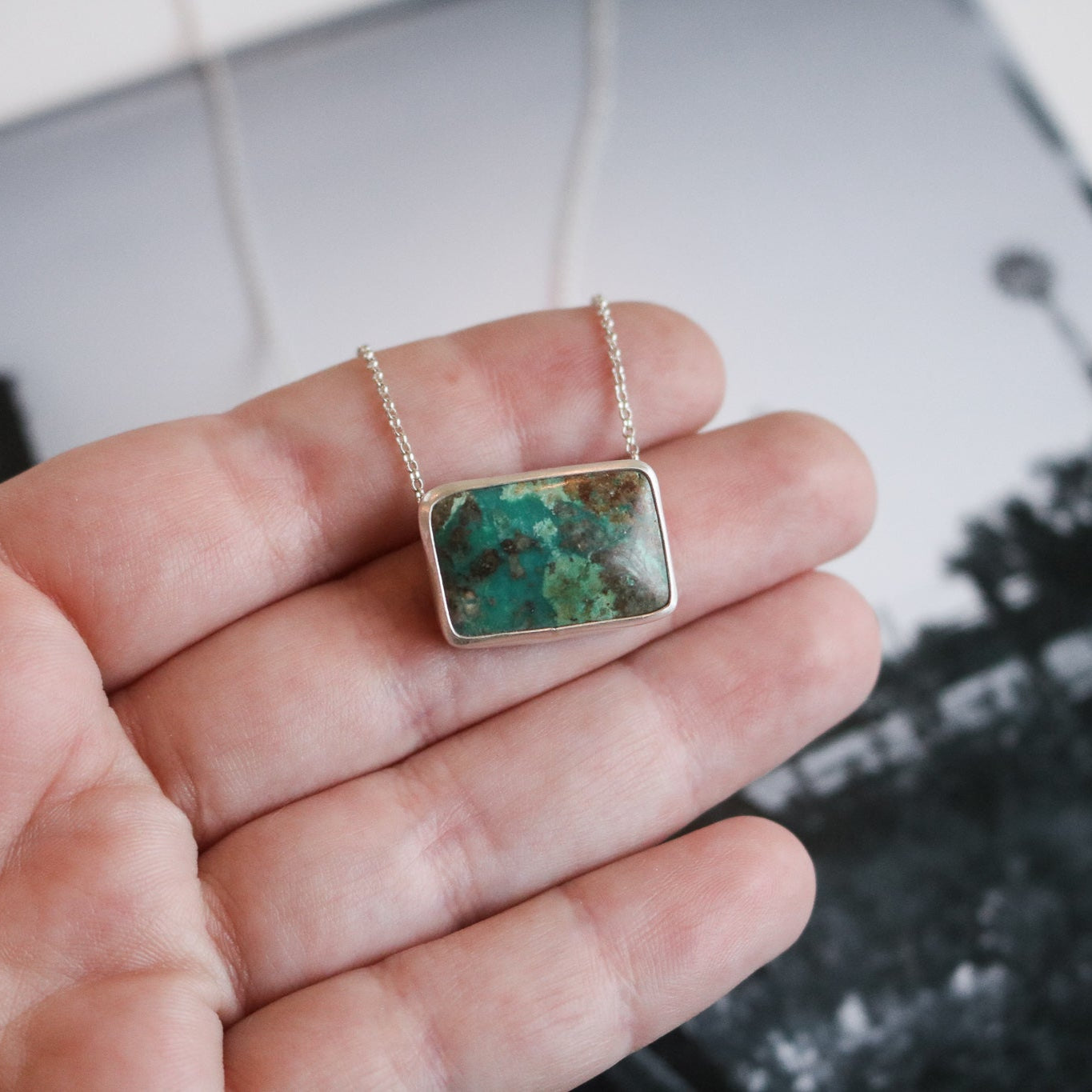 Kingman Turquoise Bar Necklace // One of a Kind