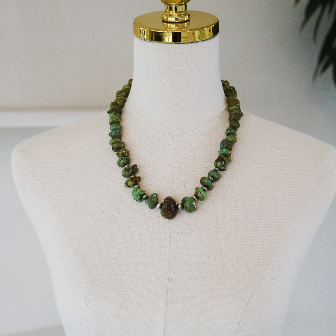 Green Hubei Turquoise Beaded Statement Necklace // One of a Kind