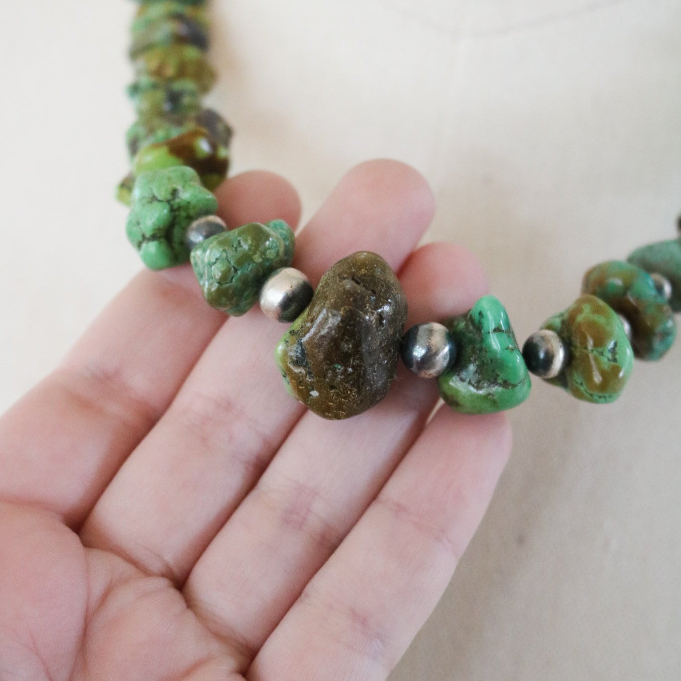 Green Hubei Turquoise Beaded Statement Necklace // One of a Kind