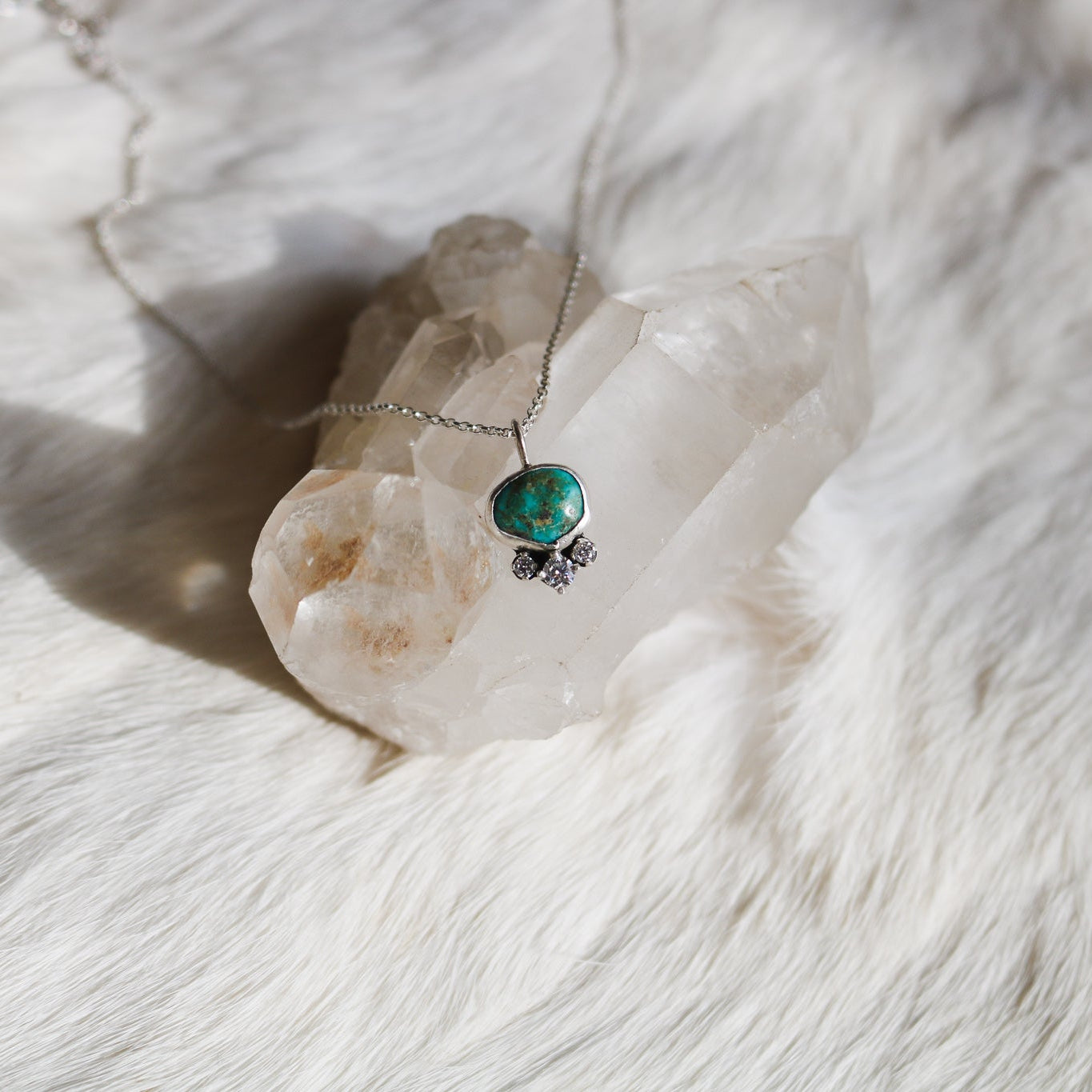 'Stella' Turquoise & Diamond Necklace // One of a Kind