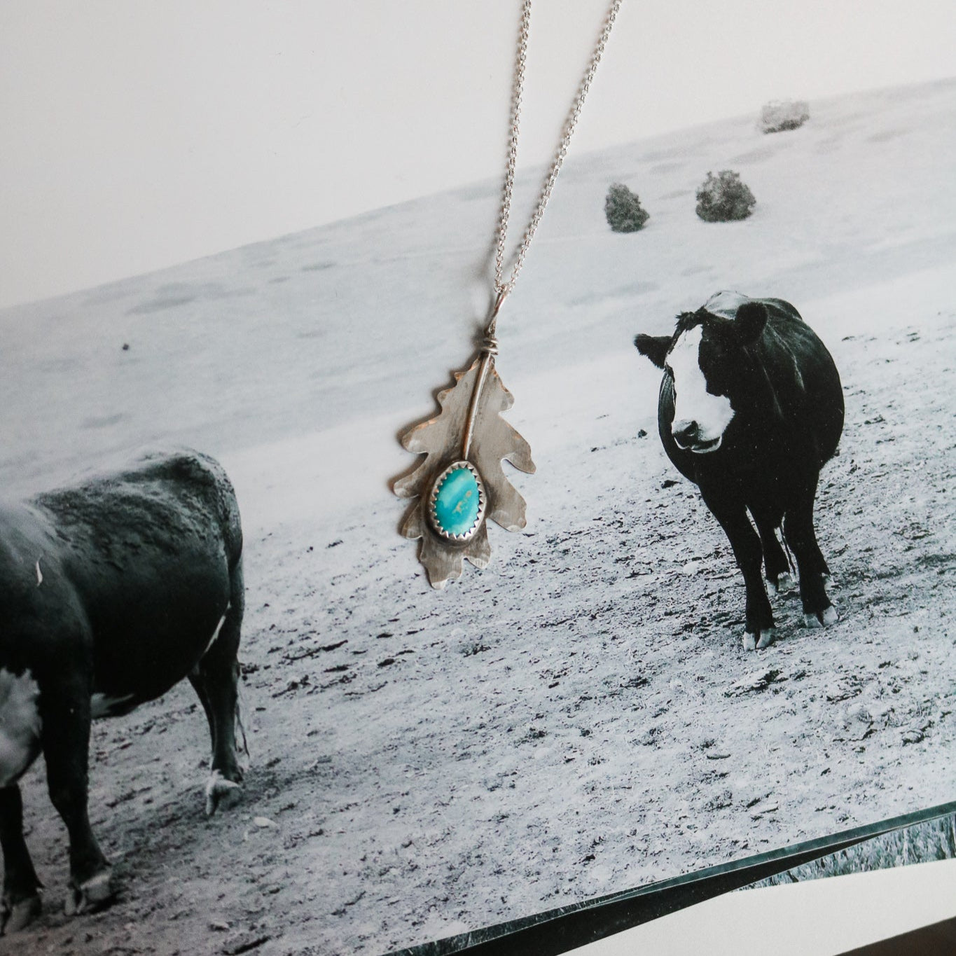 Oak Leaf + Whitewater Turquoise Necklace // One of a Kind