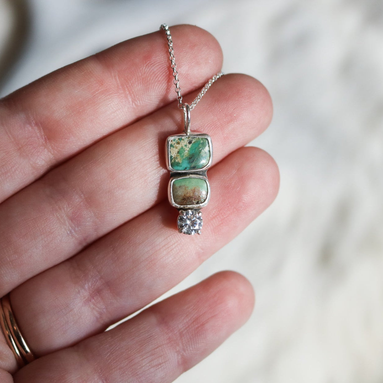 'Catalina' Turquoise & Diamond Necklace // One of a Kind
