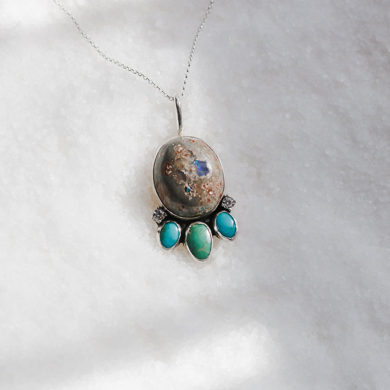 'Thea' Turquoise + Diamond Necklace // One of a Kind