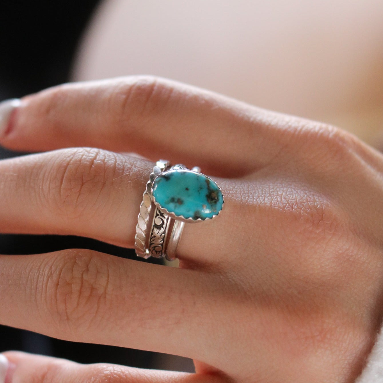 Laredo Stacking Ring Set in Turquoise // Made to Order