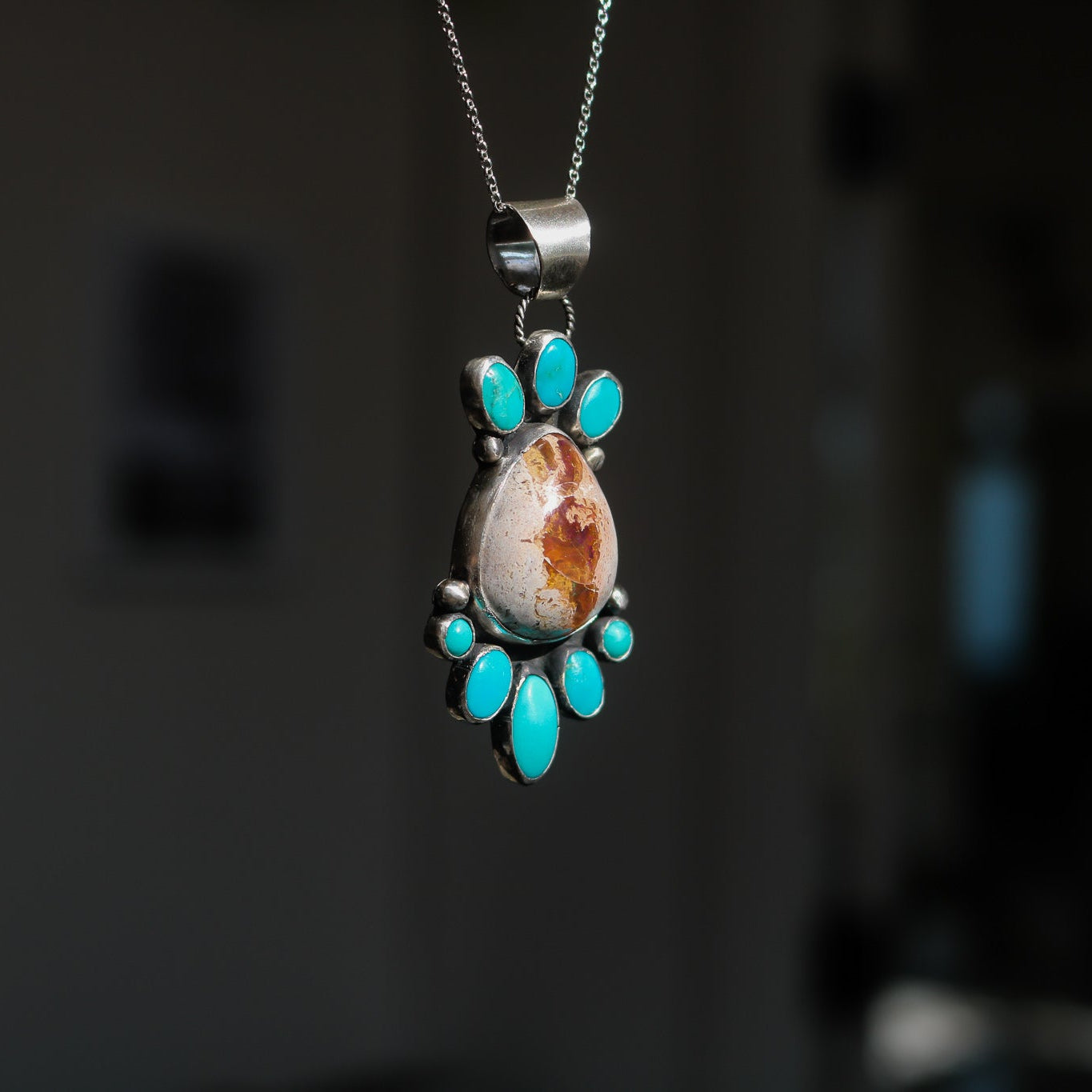 'Lark' Turquoise + Fire Opal Necklace // One of a Kind