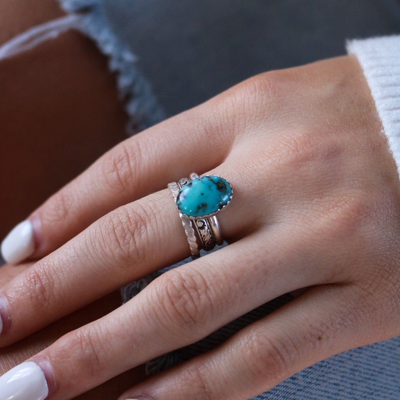 Laredo Stacking Ring Set in Turquoise // Made to Order